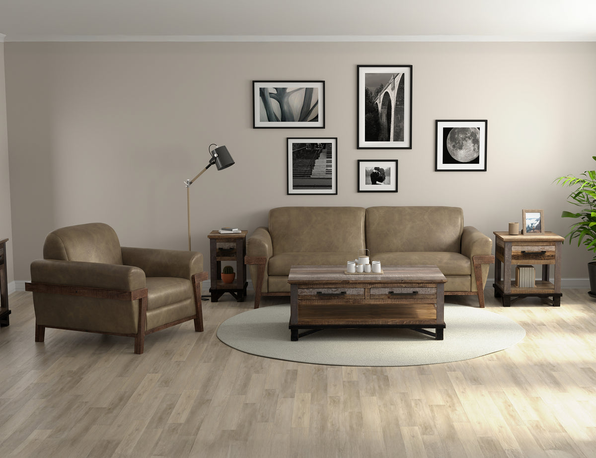 Loft Brown Sofa, Brown, Wooden Frame & Base - IUP644-SOF-201