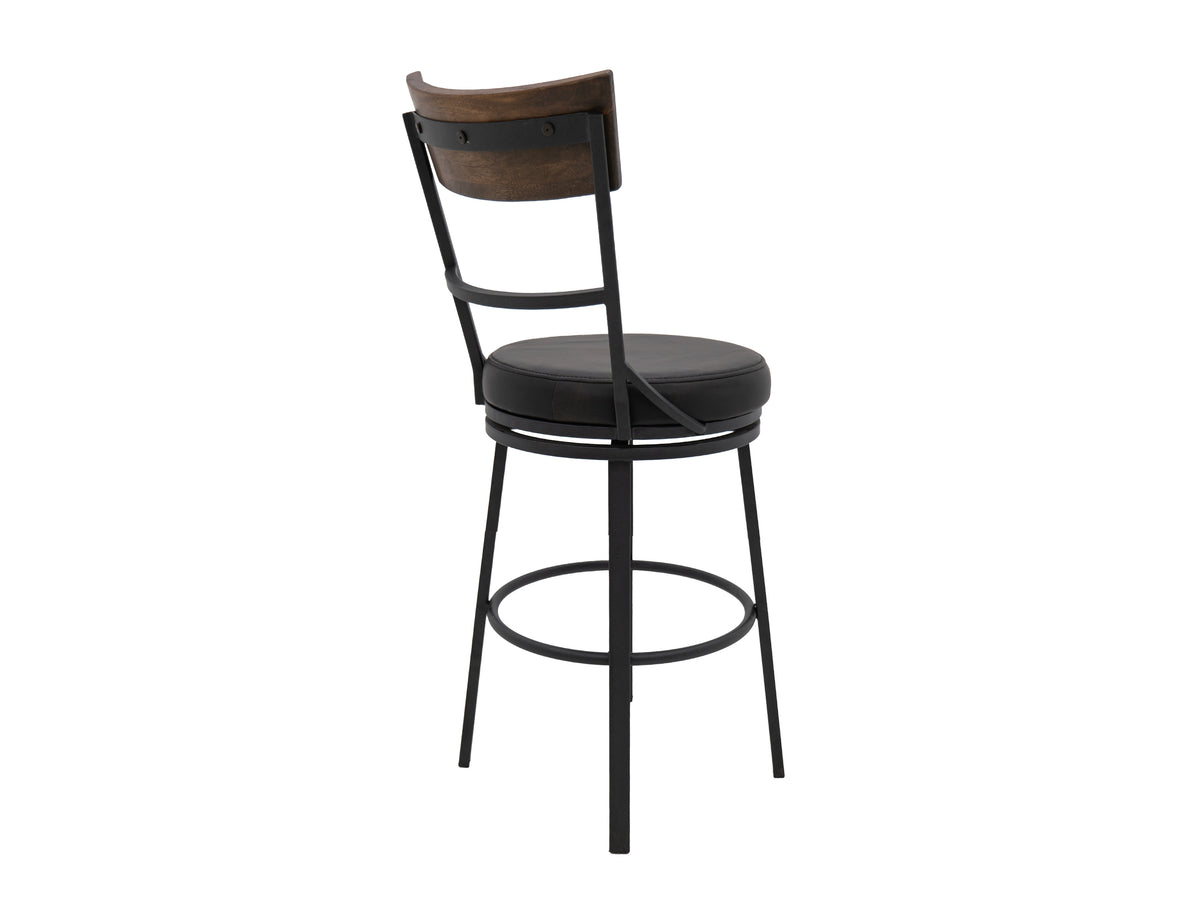 Century Upholstered Barstool, Wooden Frame & Metal Base, Barstool 24"