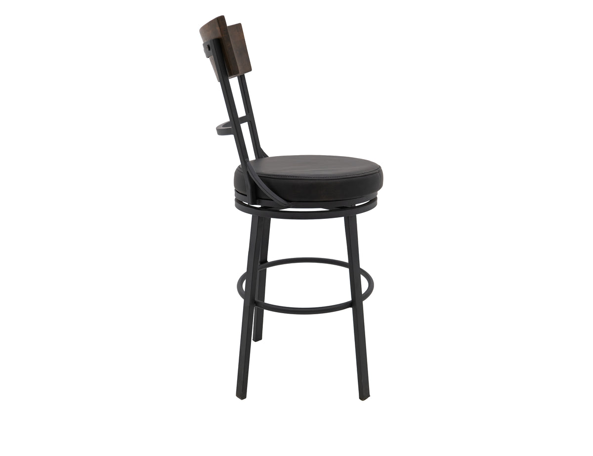 Century Upholstered Barstool, Wooden Frame & Metal Base, Barstool 24"