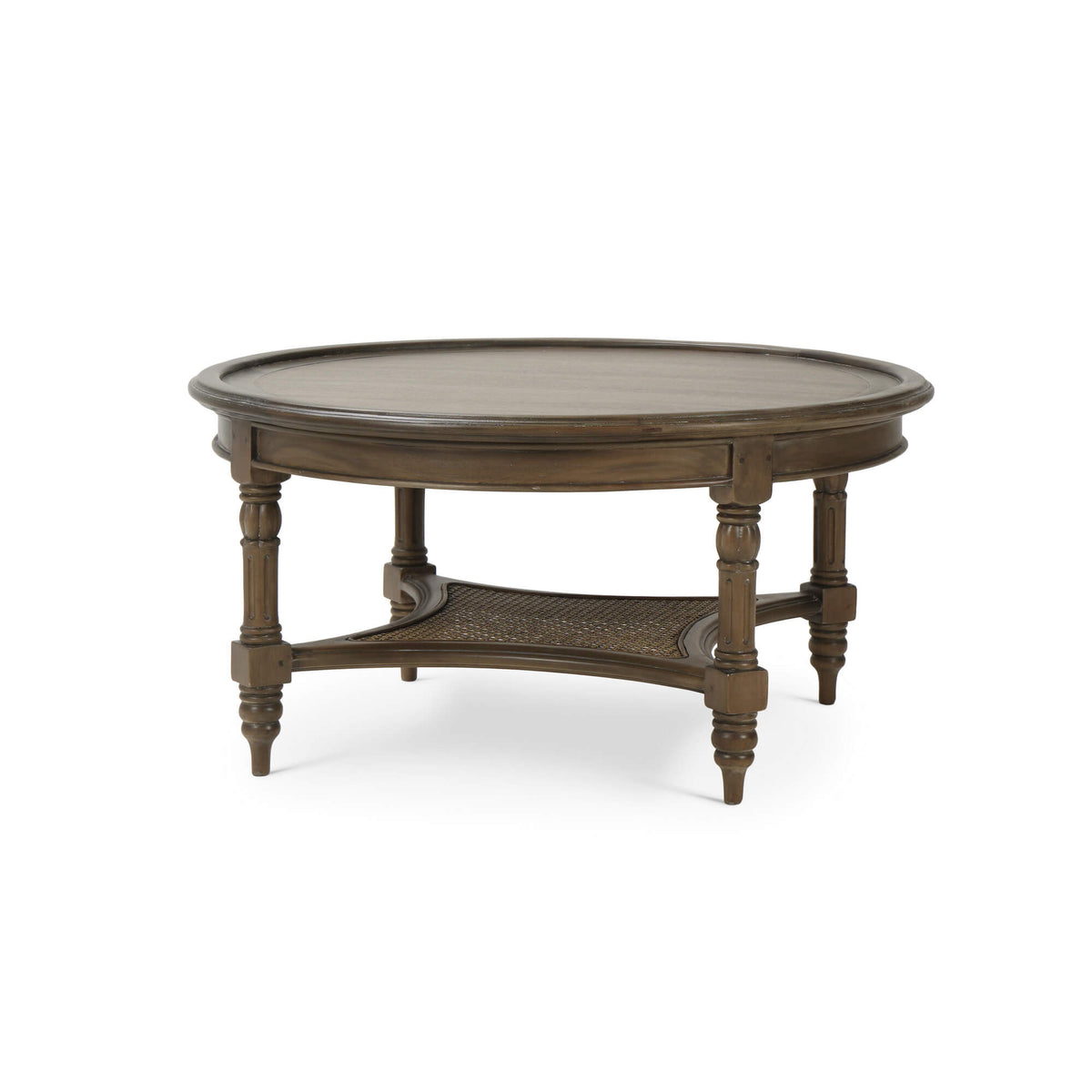 Montego Coffee Table Small in Straw Wash w/ Rattan Glaze Shelf