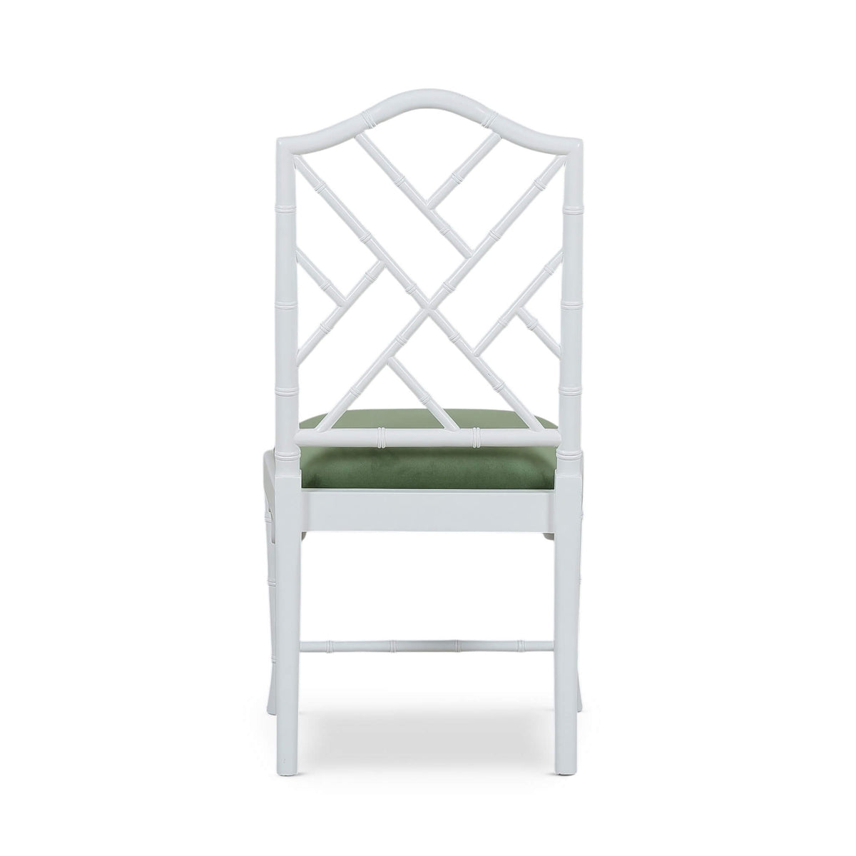 Martinique Bamboo Dining Chair in True White w/ Willow Green Velvet Fabric