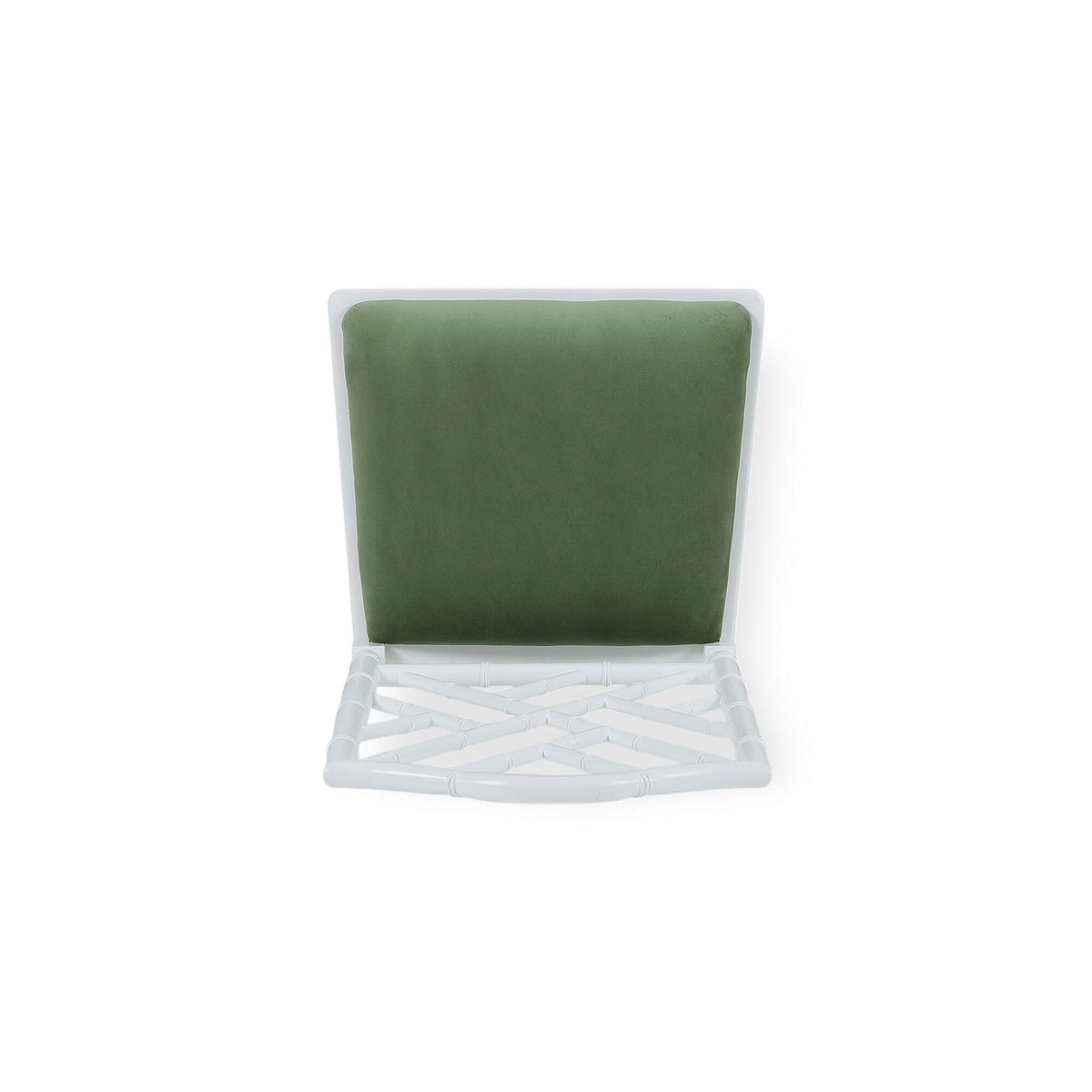 Martinique Bamboo Dining Chair in True White w/ Willow Green Velvet Fabric