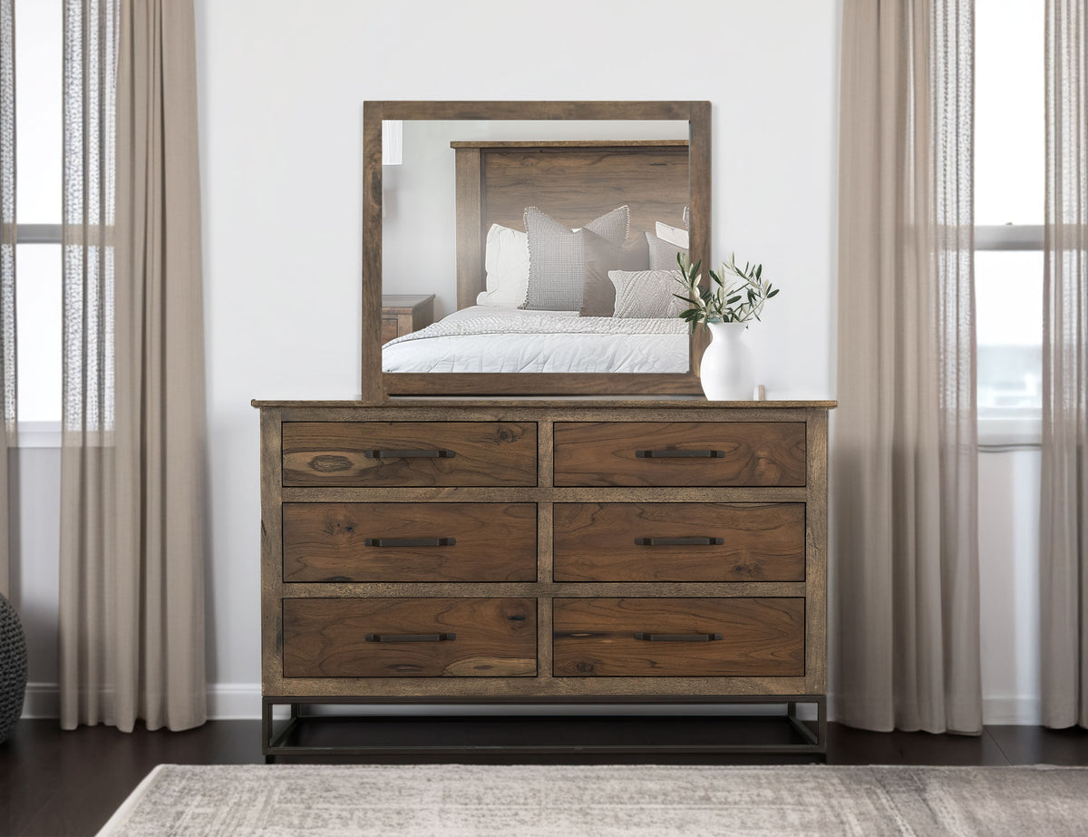 Natural Teca Mirror, Brown