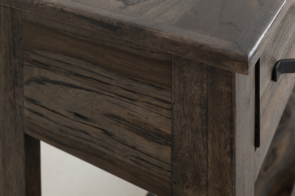 Dark Teak Sofa Table, 3 Drawer, 1 Shelf
