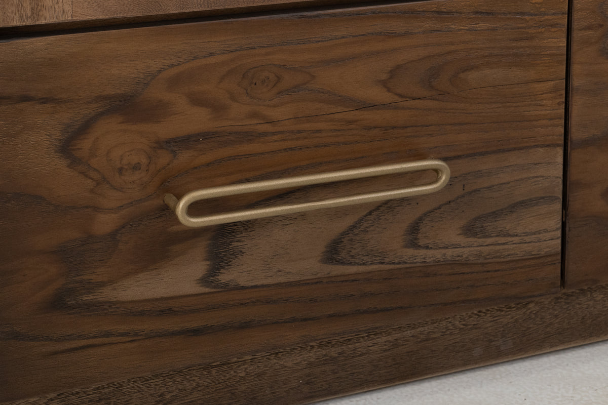 Balam Cabinet, Brown, 2 Drawer & 2 Glass Doors