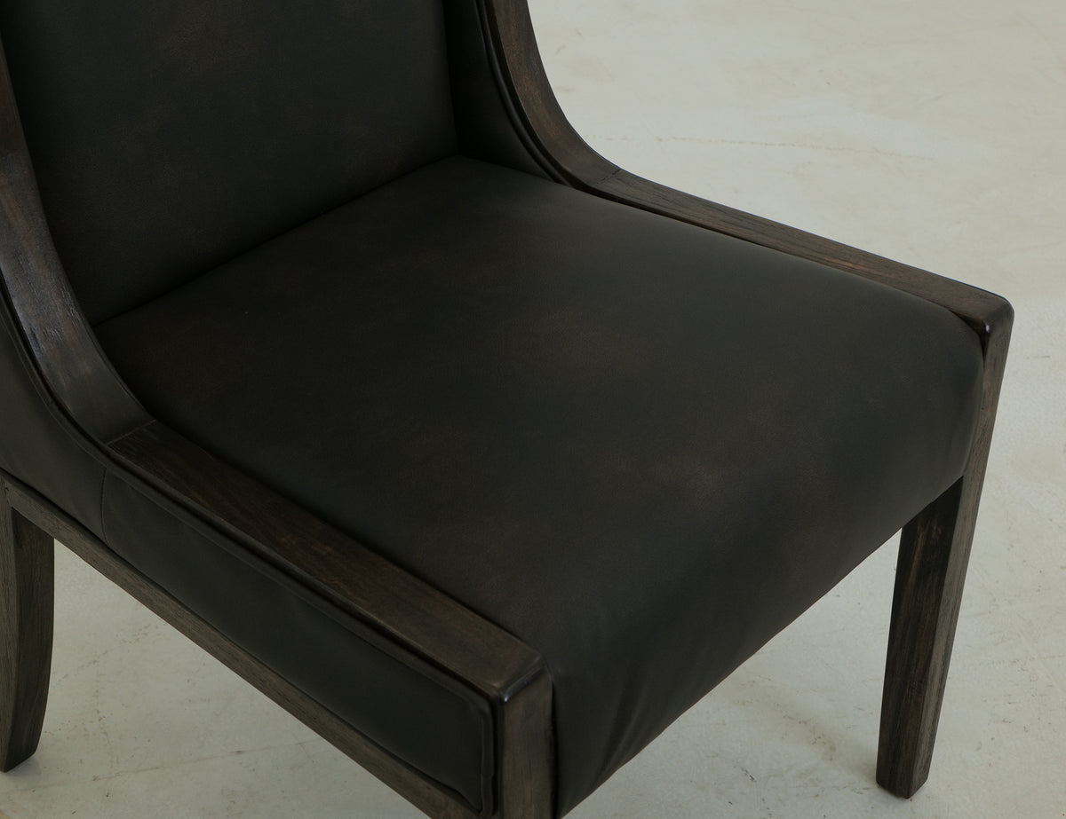 Black Balam Upholstered Chair, Black, Wooden Chair