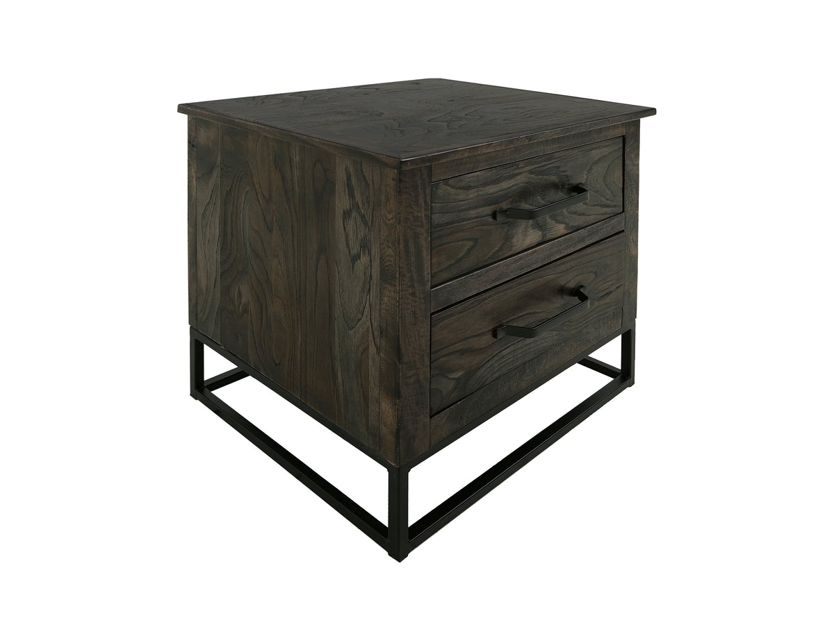 Dark Teak Nightstand, 2 Drawer