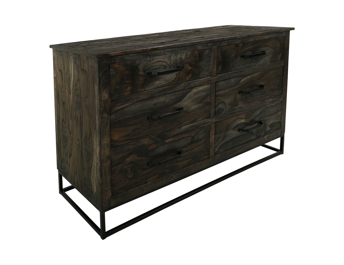 Dark Teak Dresser, 6 Drawer