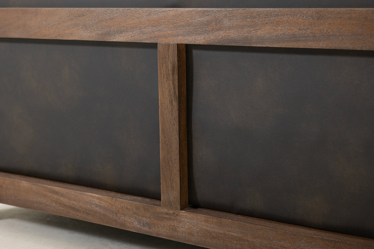 Walnut Sofa, Brown/Black, Wooden Frame, Upholstered