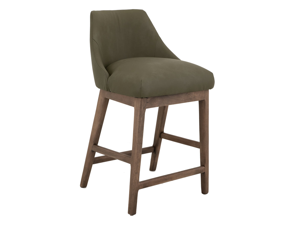 Mezquite Upholstered Barstool, Brown/Green, Wooden Frame, Barstool 30"