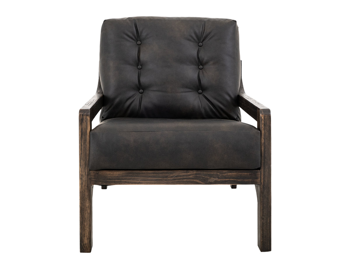 Black Balam Armchair, Black, Wooden Frame