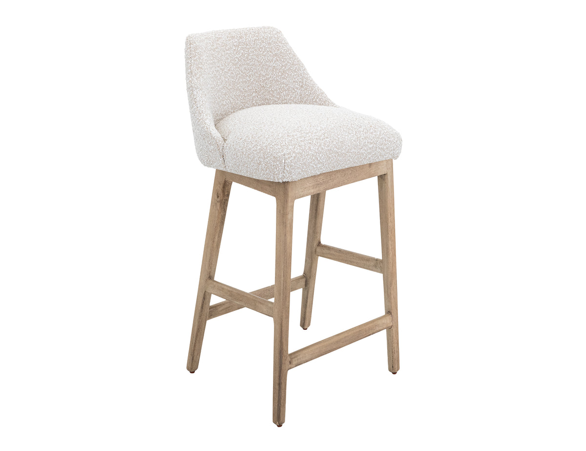 Emma Upholstered Barstool, White, Wooden Frame, Barstool 30"