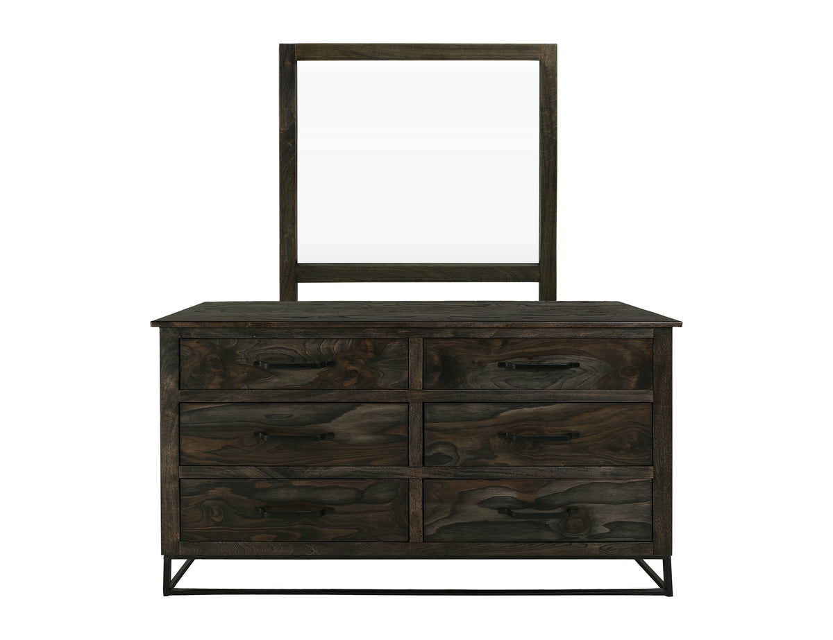 Dark Teak Dresser, 6 Drawer