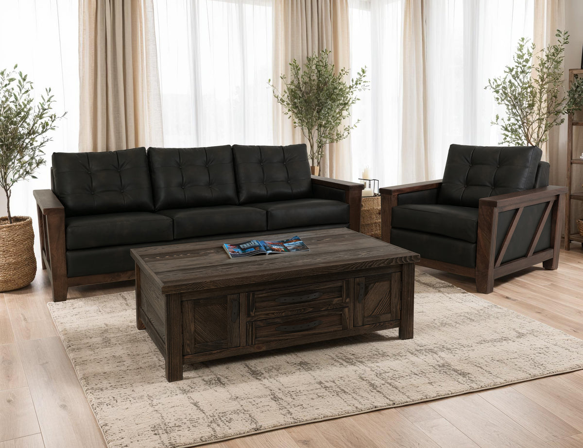 Walnut Armchair, Brown/Black, Wooden Frame & Base