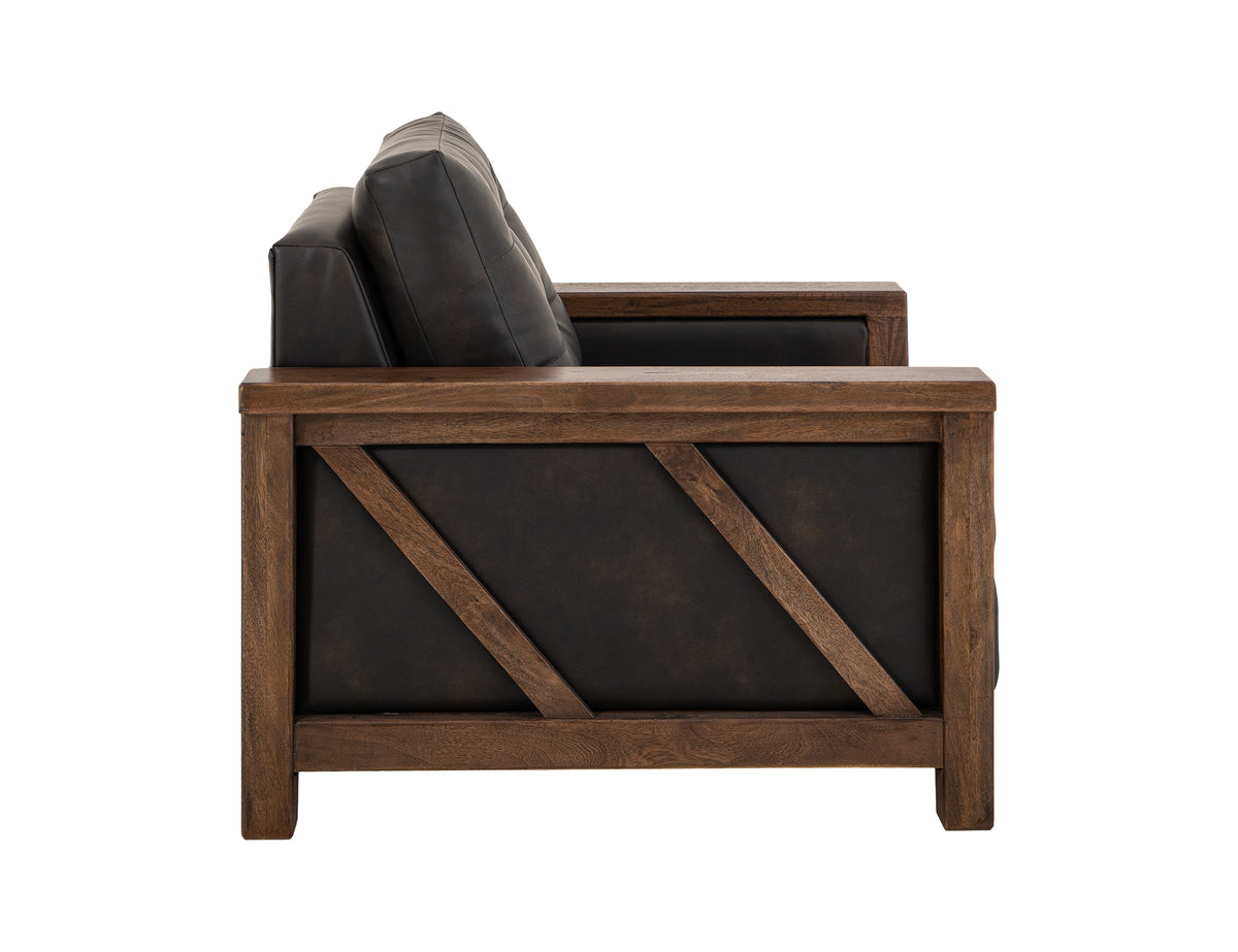Walnut Armchair, Brown/Black, Wooden Frame & Base