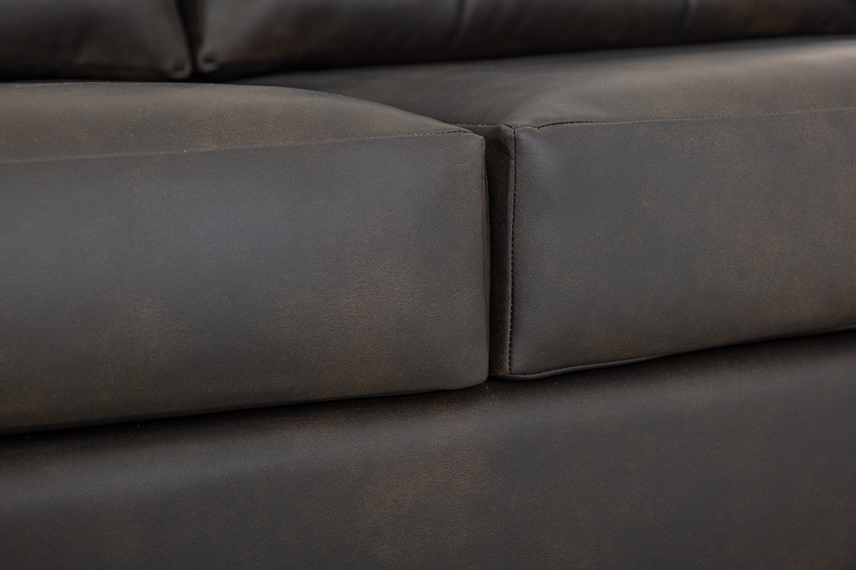 Walnut Sofa, Brown/Black, Wooden Frame, Upholstered