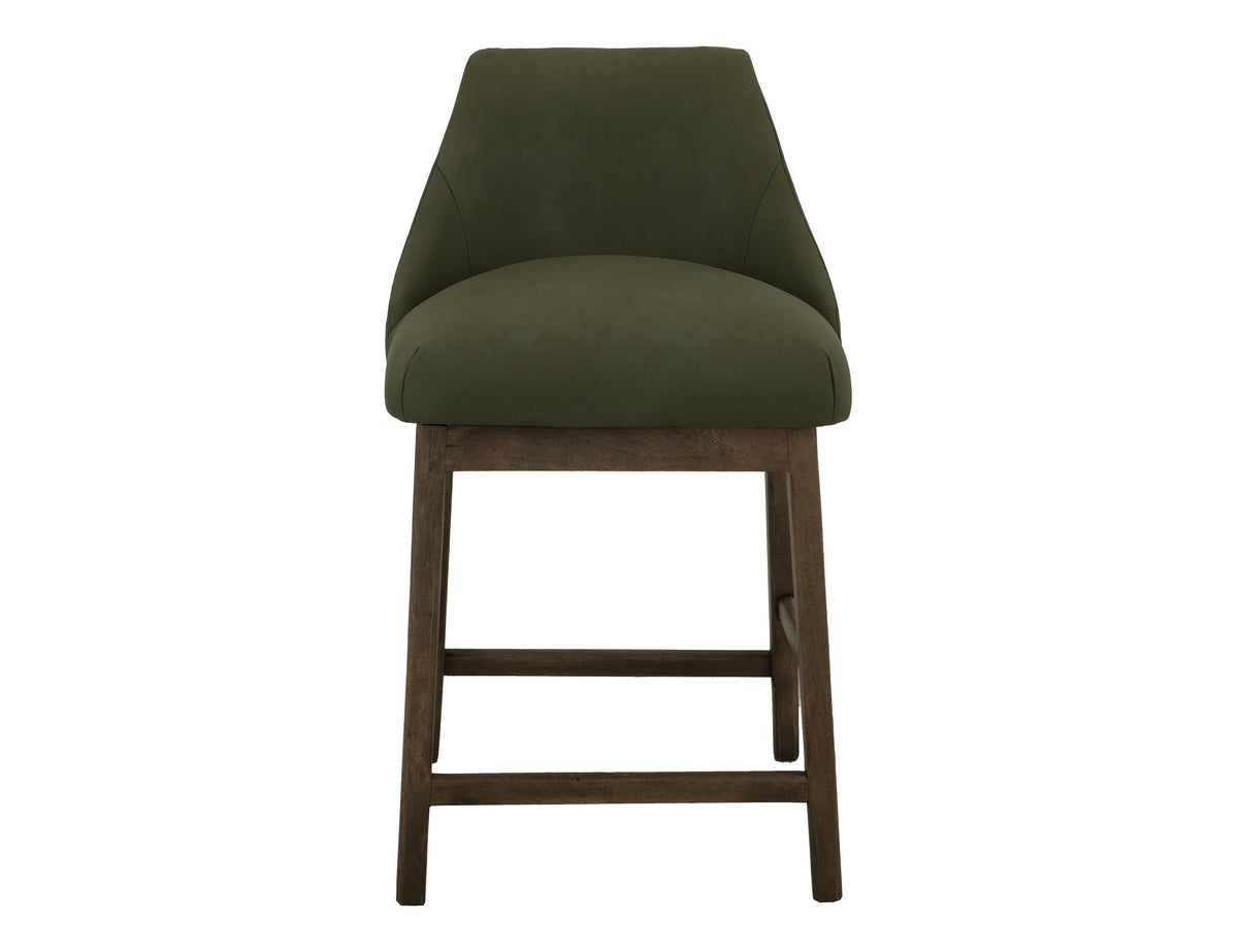 Mezquite Upholstered Barstool, Brown/Green, Wooden Frame, Barstool 30"