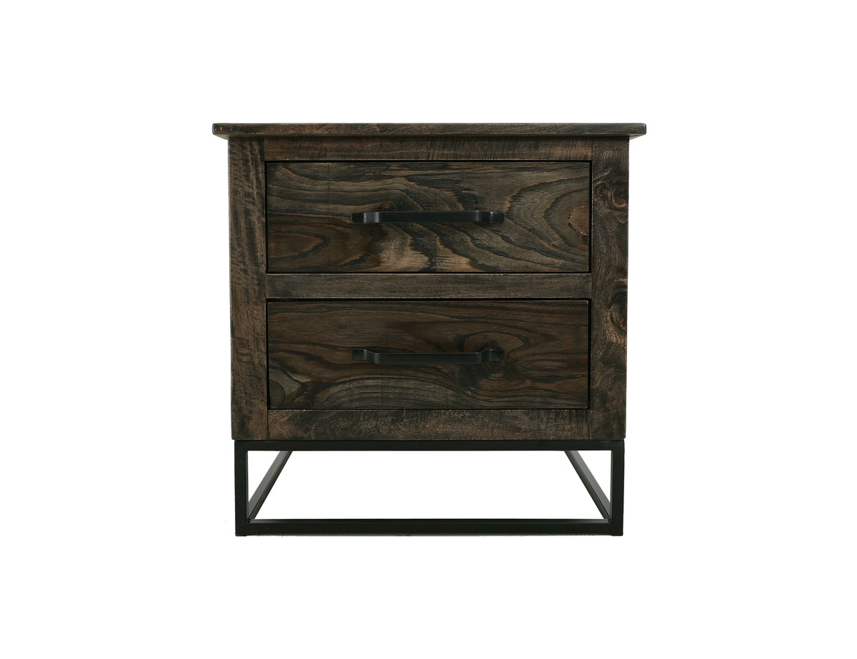 Dark Teak Nightstand, 2 Drawer