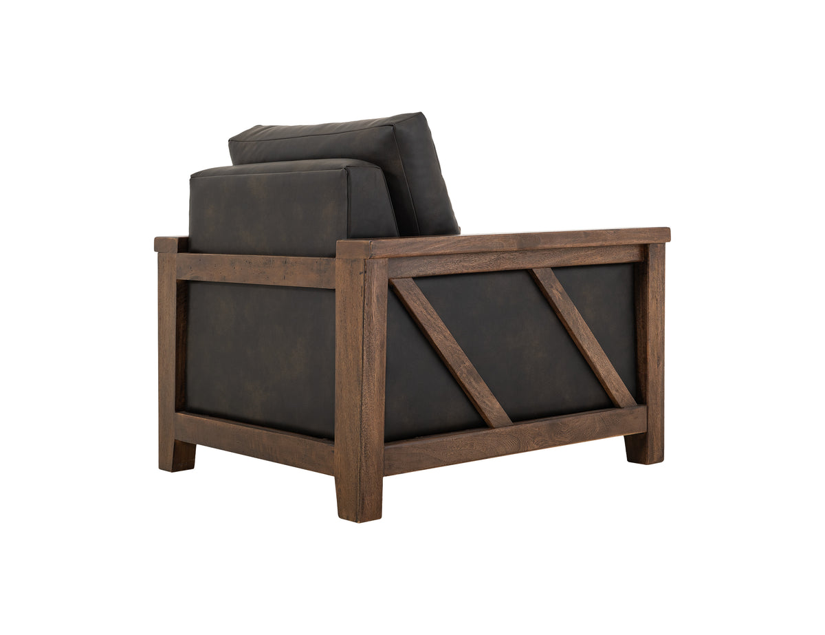 Walnut Armchair, Brown/Black, Wooden Frame & Base