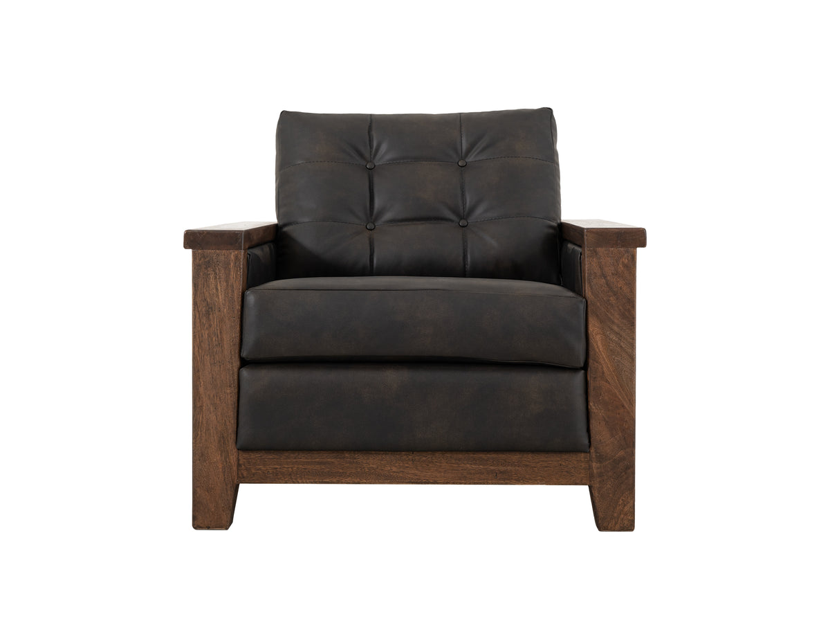 Walnut Armchair, Brown/Black, Wooden Frame & Base