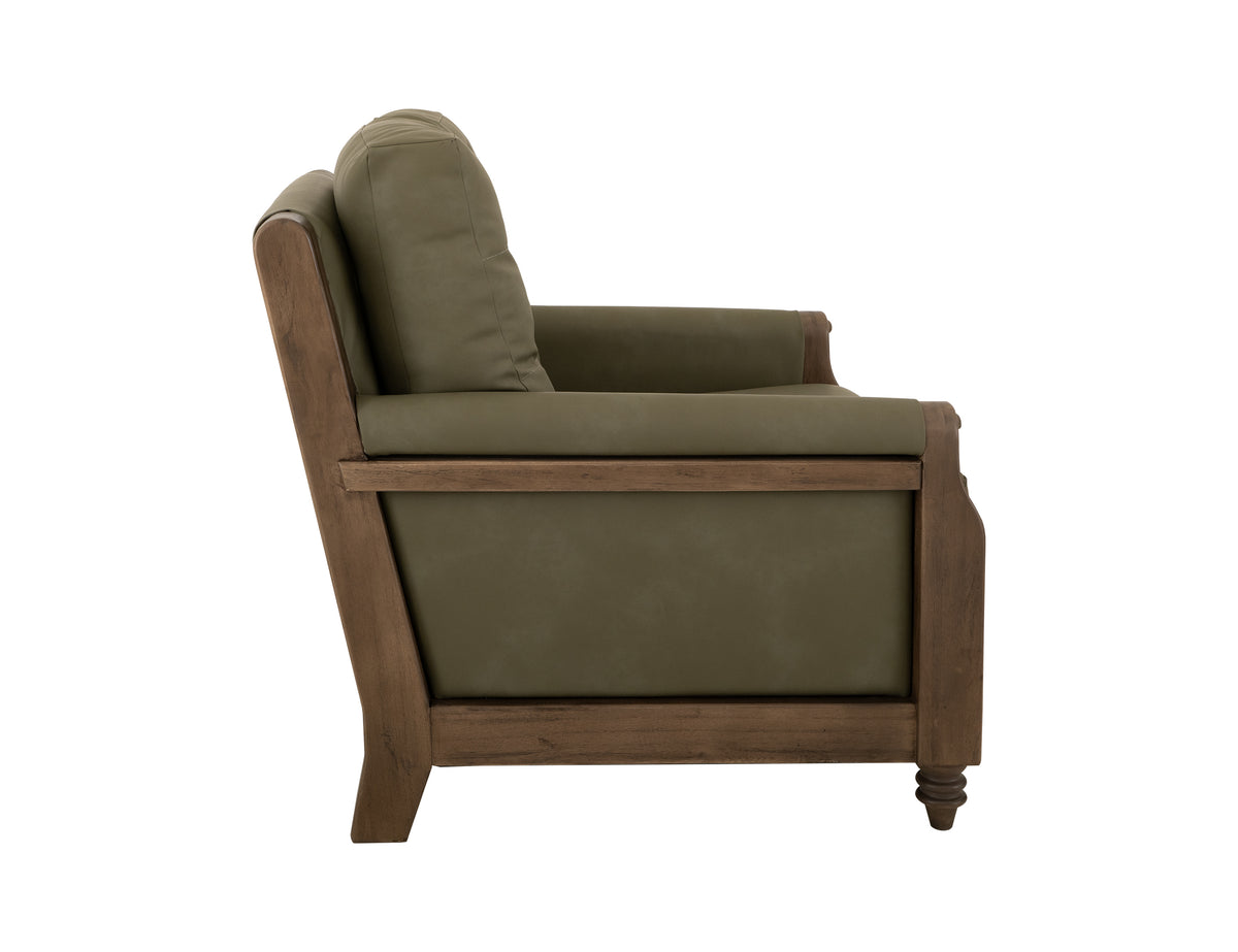 Xel-Ha II Armchair, Brown/Green, Wooden Frame