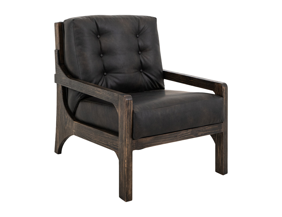Black Balam Armchair, Black, Wooden Frame