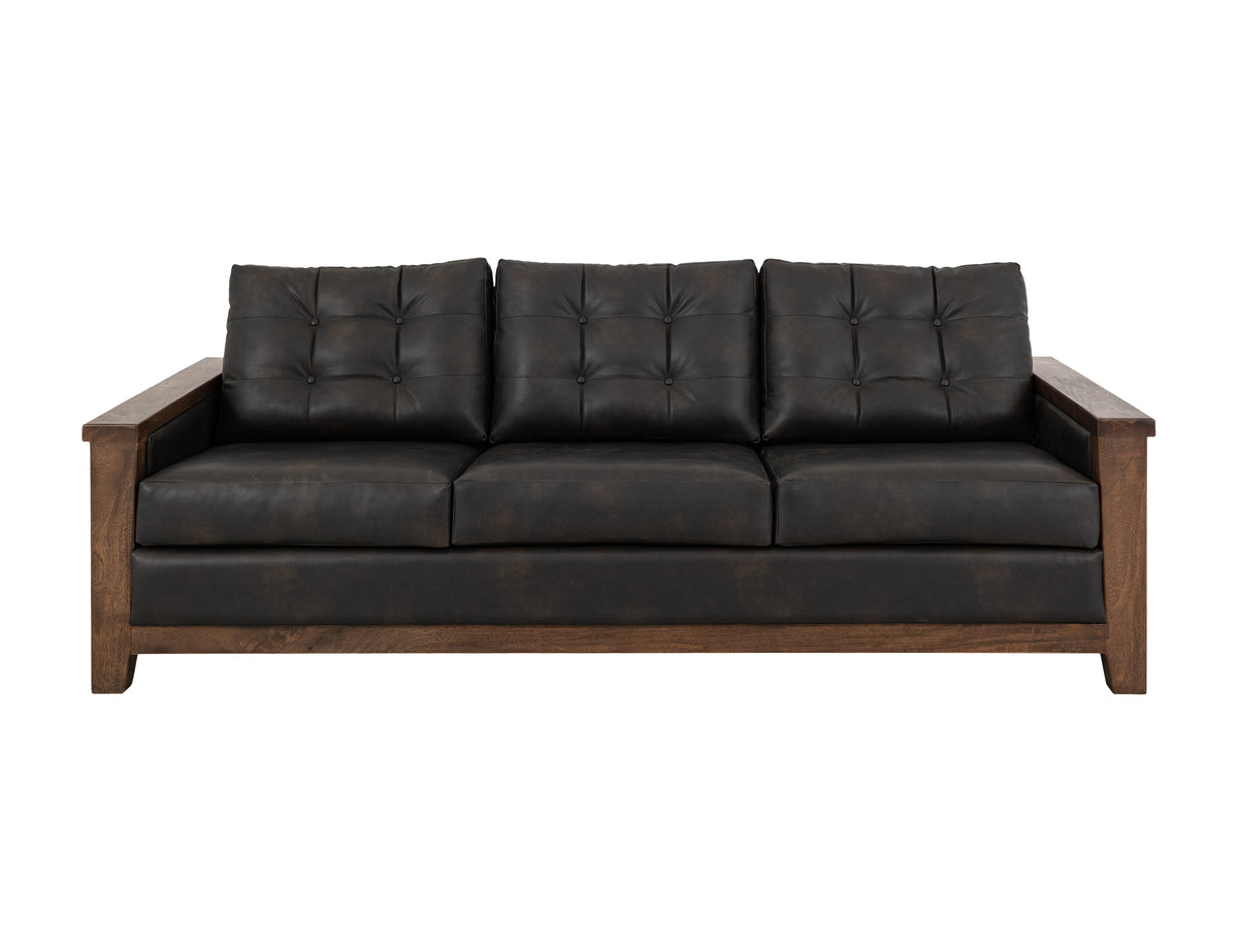 Walnut Sofa, Brown/Black, Wooden Frame, Upholstered