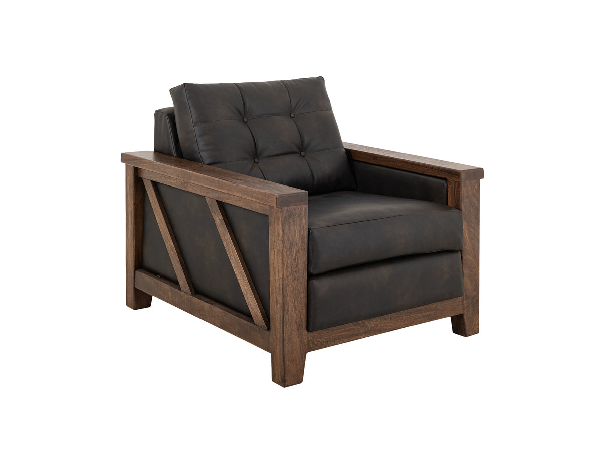 Walnut Armchair, Brown/Black, Wooden Frame & Base