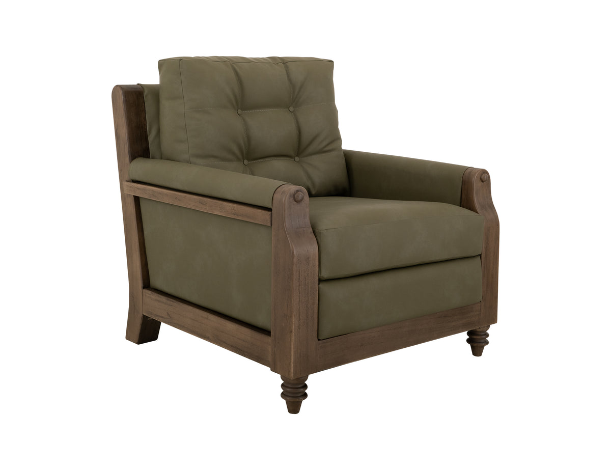 Xel-Ha II Armchair, Brown/Green, Wooden Frame