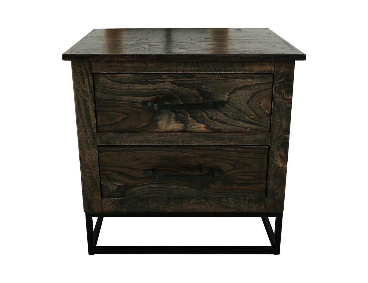 Dark Teak Nightstand, 2 Drawer