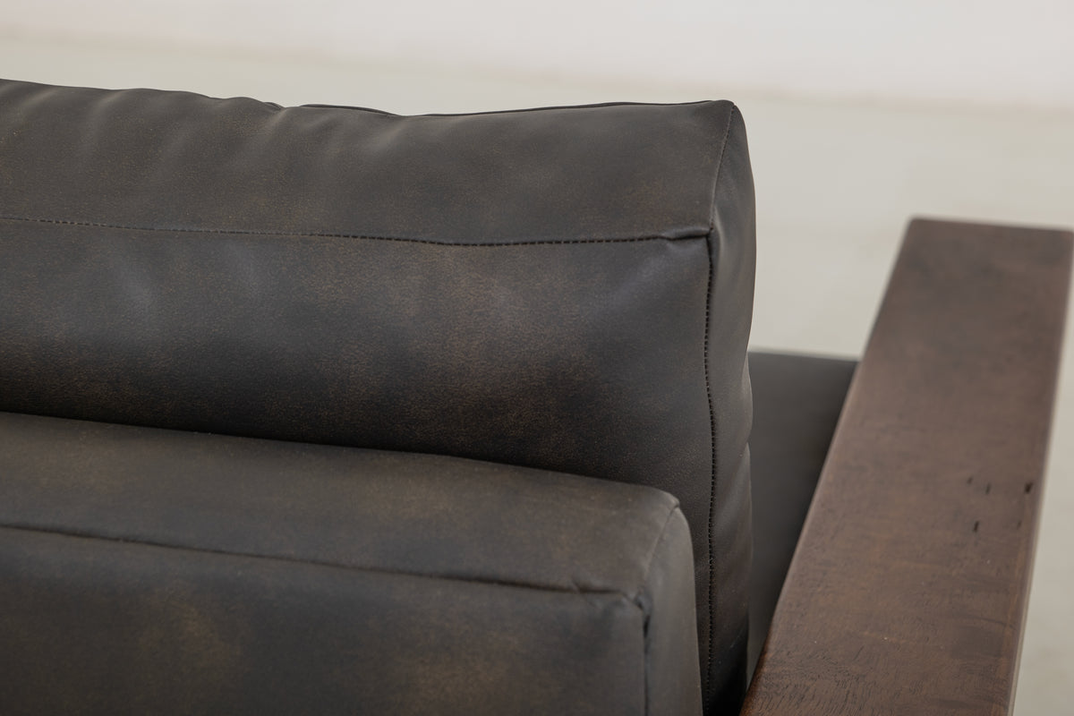 Walnut Sofa, Brown/Black, Wooden Frame, Upholstered
