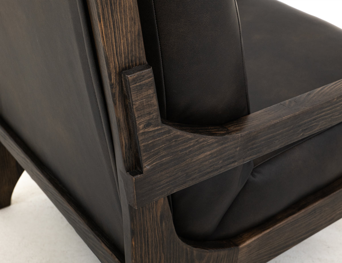 Black Balam Armchair, Black, Wooden Frame