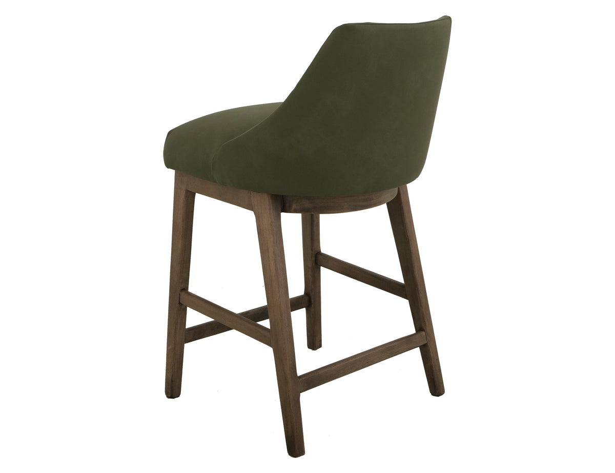 Mezquite Upholstered Barstool, Brown/Green, Wooden Frame, Barstool 30"