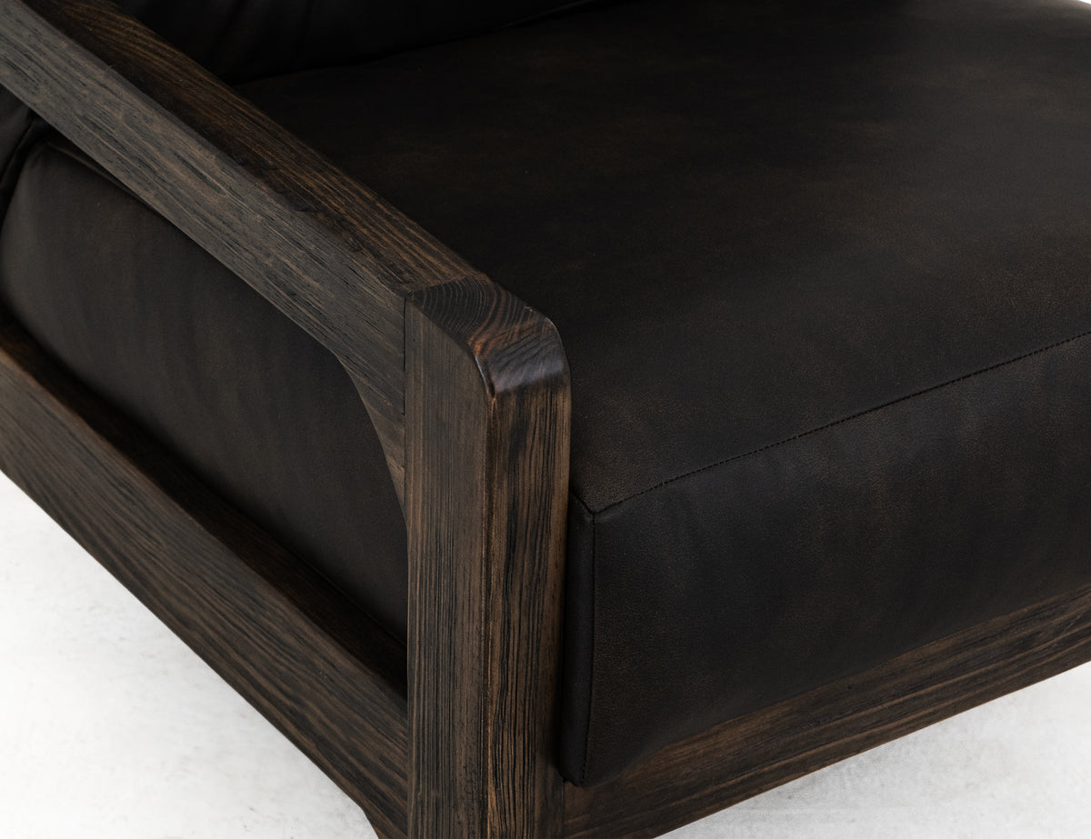 Black Balam Armchair, Black, Wooden Frame