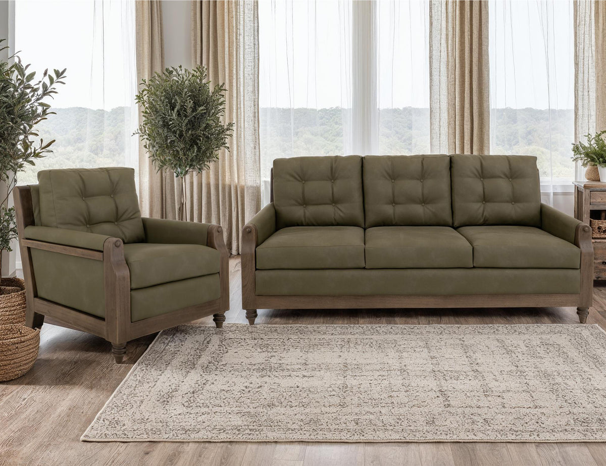 Xel-Ha II Sofa, Brown/Green, Wooden Frame & Base