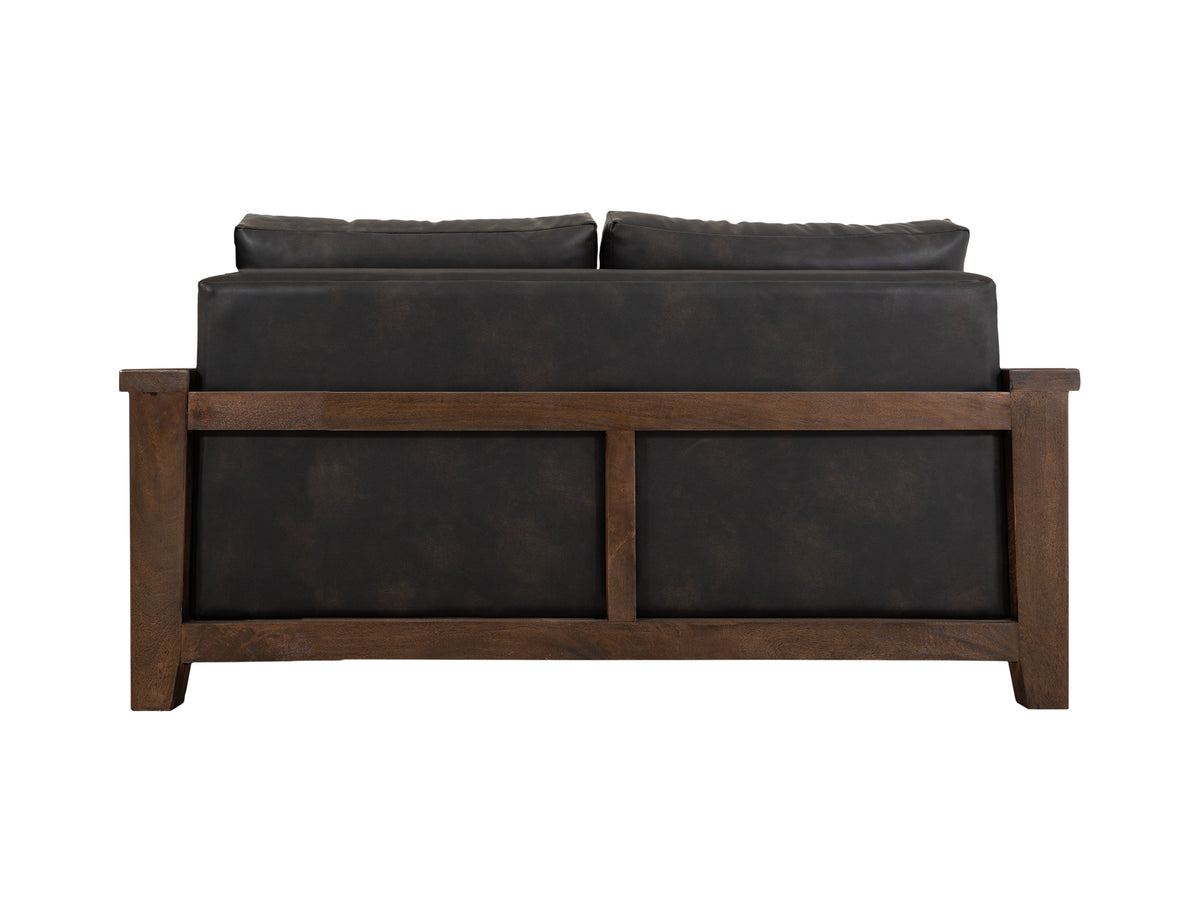 Walnut Loveseat, Brown/Black, Wooden Frame, Upholstered