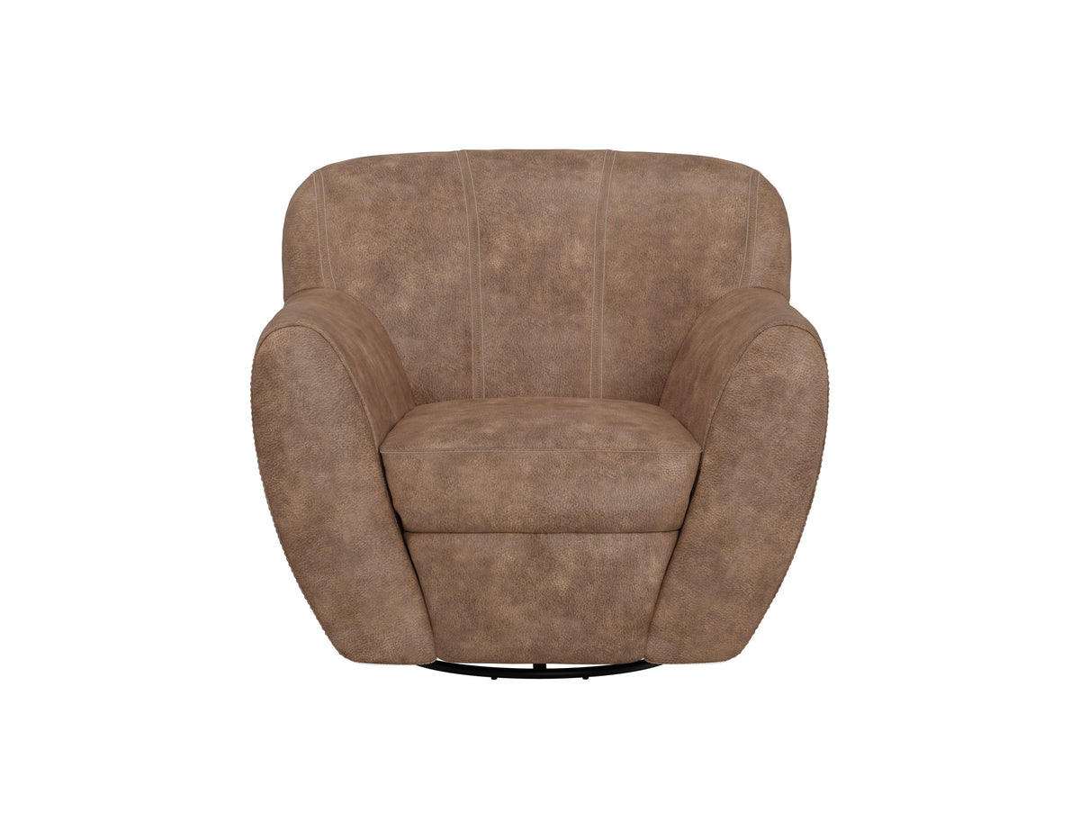 Tamesis Armchair, Brown, Wooden Frame & Metal Base, 360 Degree Swivel Accent Chair - IUP222-ACH-214