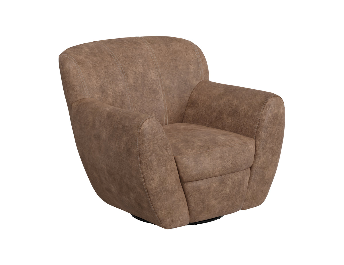 Tamesis Armchair, Brown, Wooden Frame & Metal Base, 360 Degree Swivel Accent Chair - IUP222-ACH-214