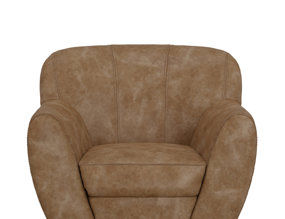 Tamesis Armchair, Orange, Wooden Frame & Metal Base, 360 Degree Swivel Accent Chair