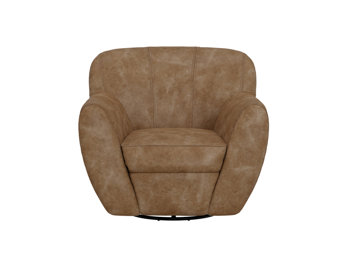 Tamesis Armchair, Orange, Wooden Frame & Metal Base, 360 Degree Swivel Accent Chair
