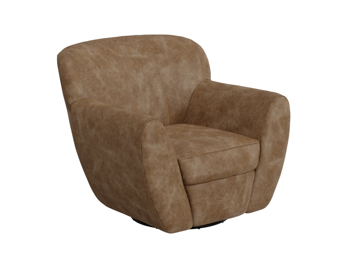 Tamesis Armchair, Orange, Wooden Frame & Metal Base, 360 Degree Swivel Accent Chair