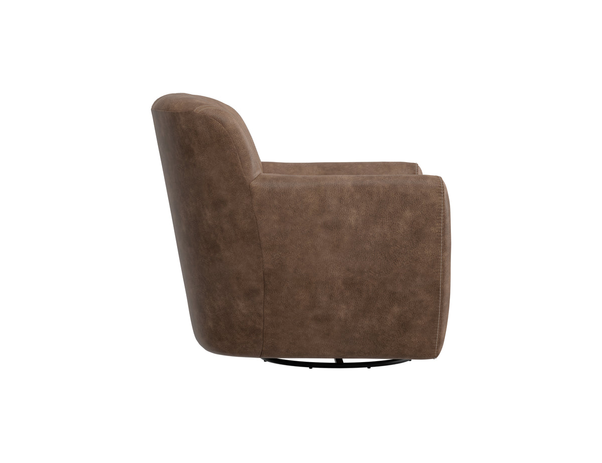 Tamesis Armchair, Brown, Wooden Frame & Metal Base, 360 Degree Swivel Accent Chair - IUP222-ACH-214