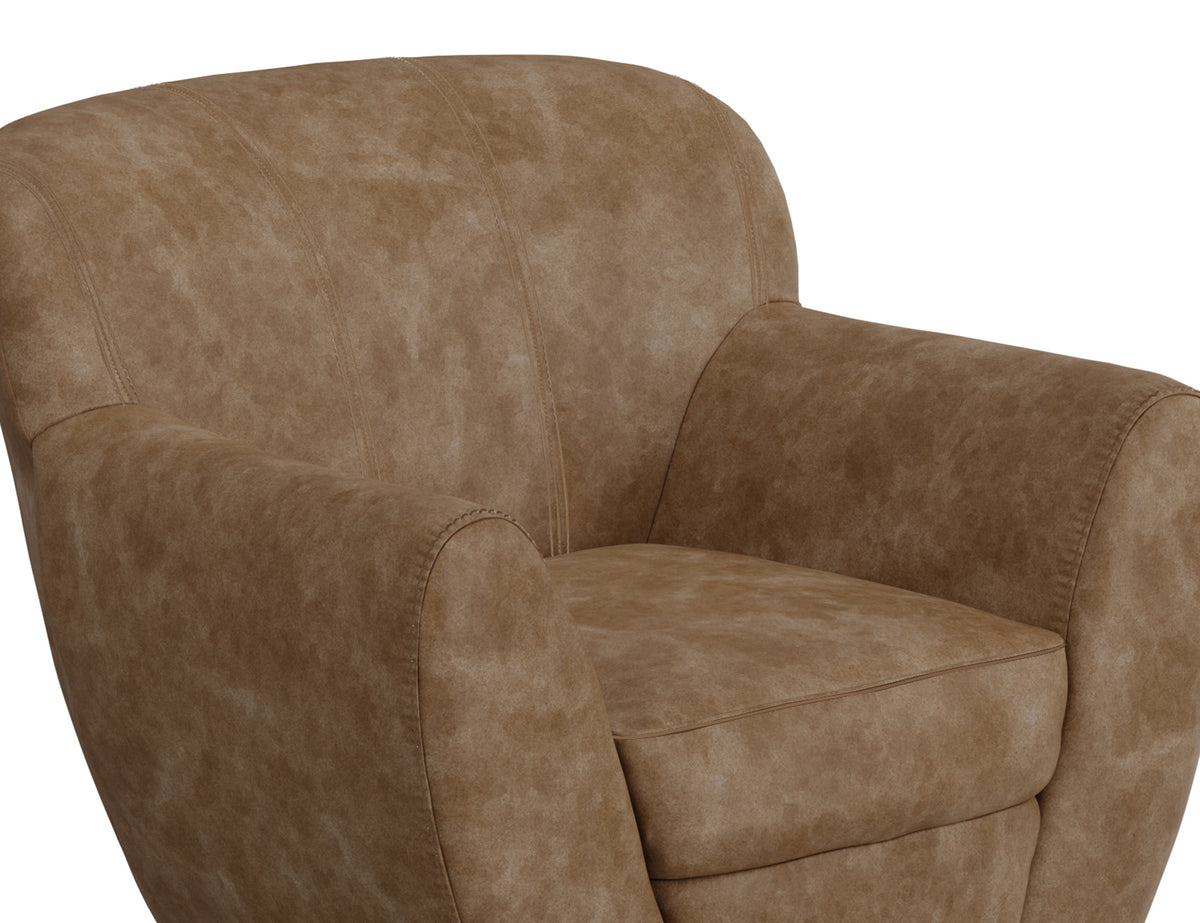 Tamesis Armchair, Orange, Wooden Frame & Metal Base, 360 Degree Swivel Accent Chair