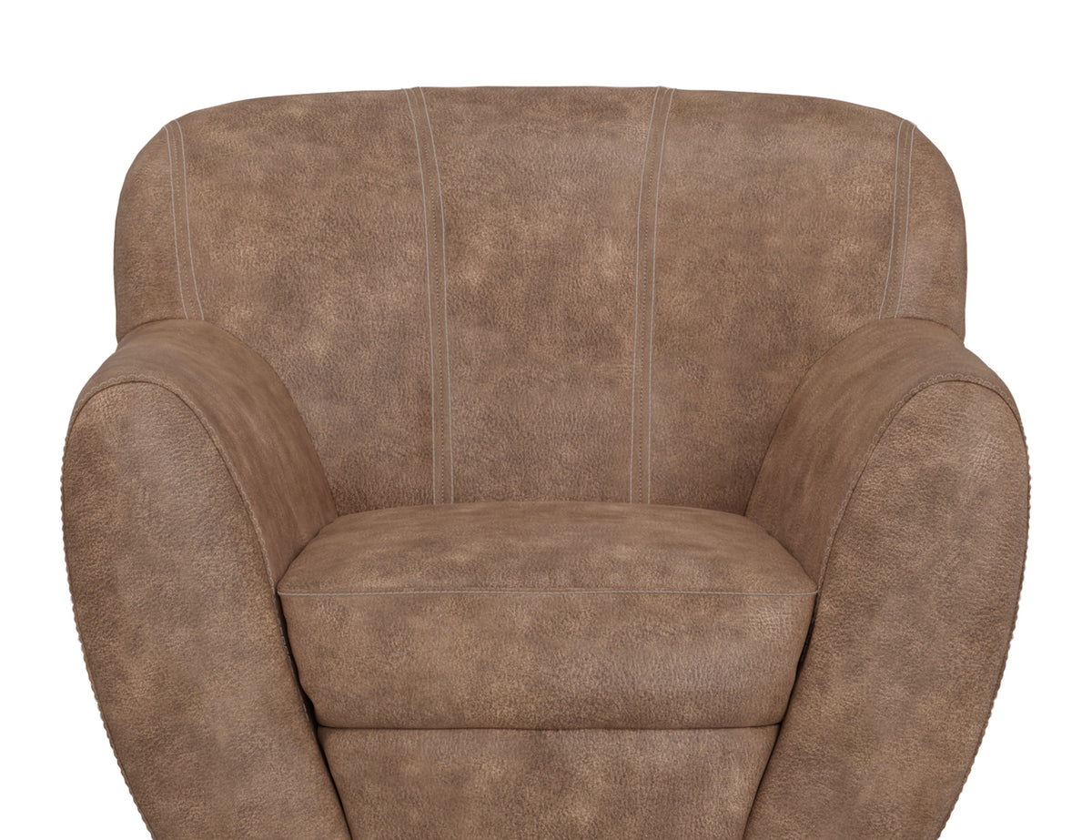 Tamesis Armchair, Brown, Wooden Frame & Metal Base, 360 Degree Swivel Accent Chair - IUP222-ACH-214