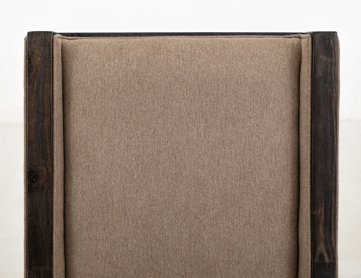 Black Balam Upholstered Chair, Black/Brown, Chair with a high backrest