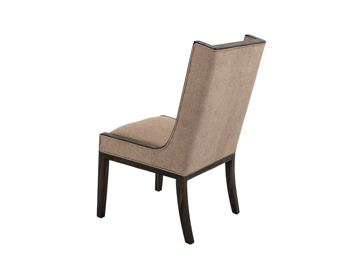Black Balam Upholstered Chair, Black/Brown, Chair with a high backrest