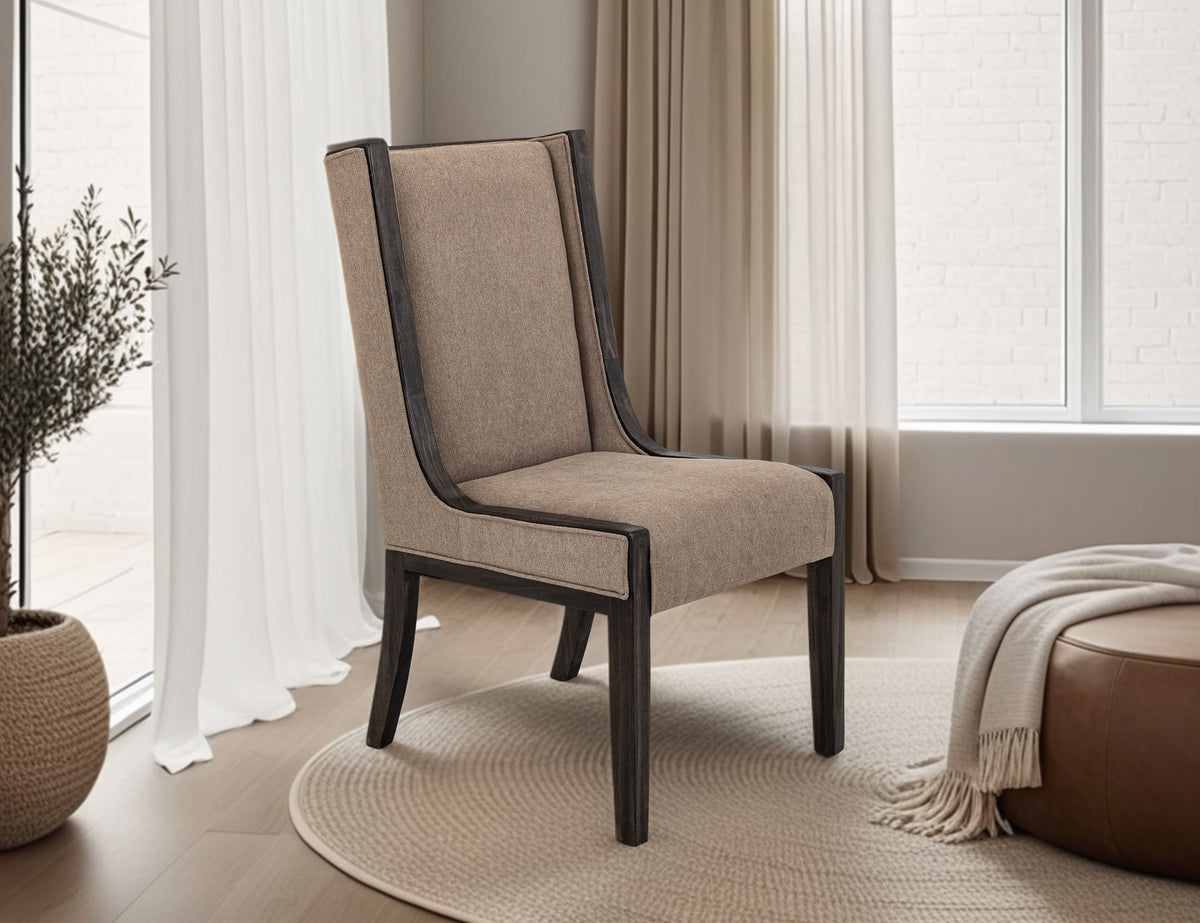 Black Balam Upholstered Chair, Black/Brown, Chair with a high backrest