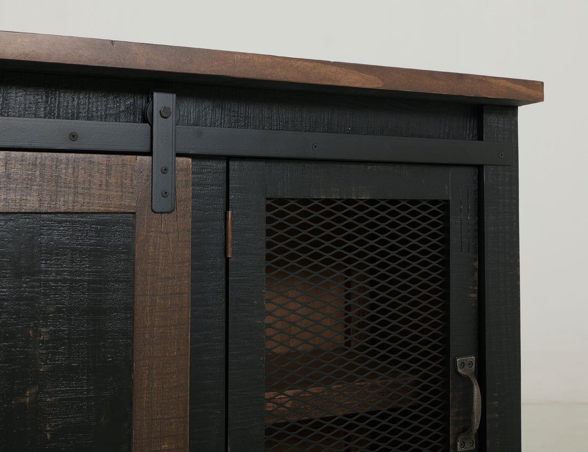 Pueblo TV Stand, Black, 2 Sliding Doors, 2 Mesh Doors TV-Stand