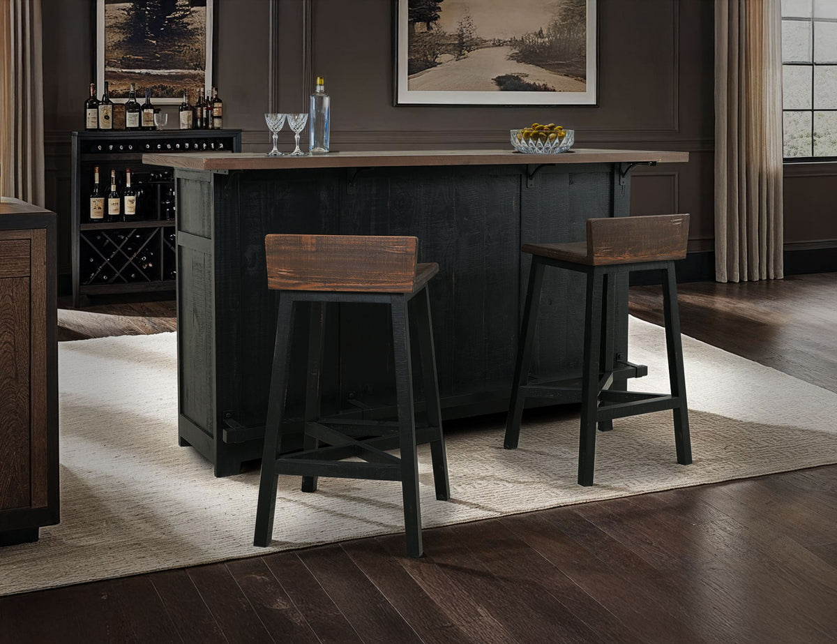 Pueblo Stool, Brown, 30" Wooden