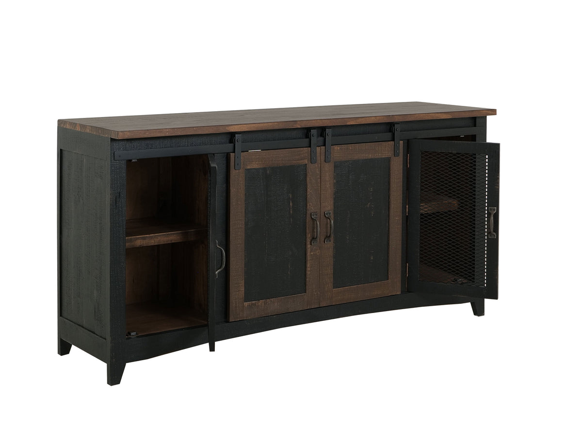 Pueblo TV Stand, Black, 2 Sliding Doors, 2 Mesh Doors TV-Stand